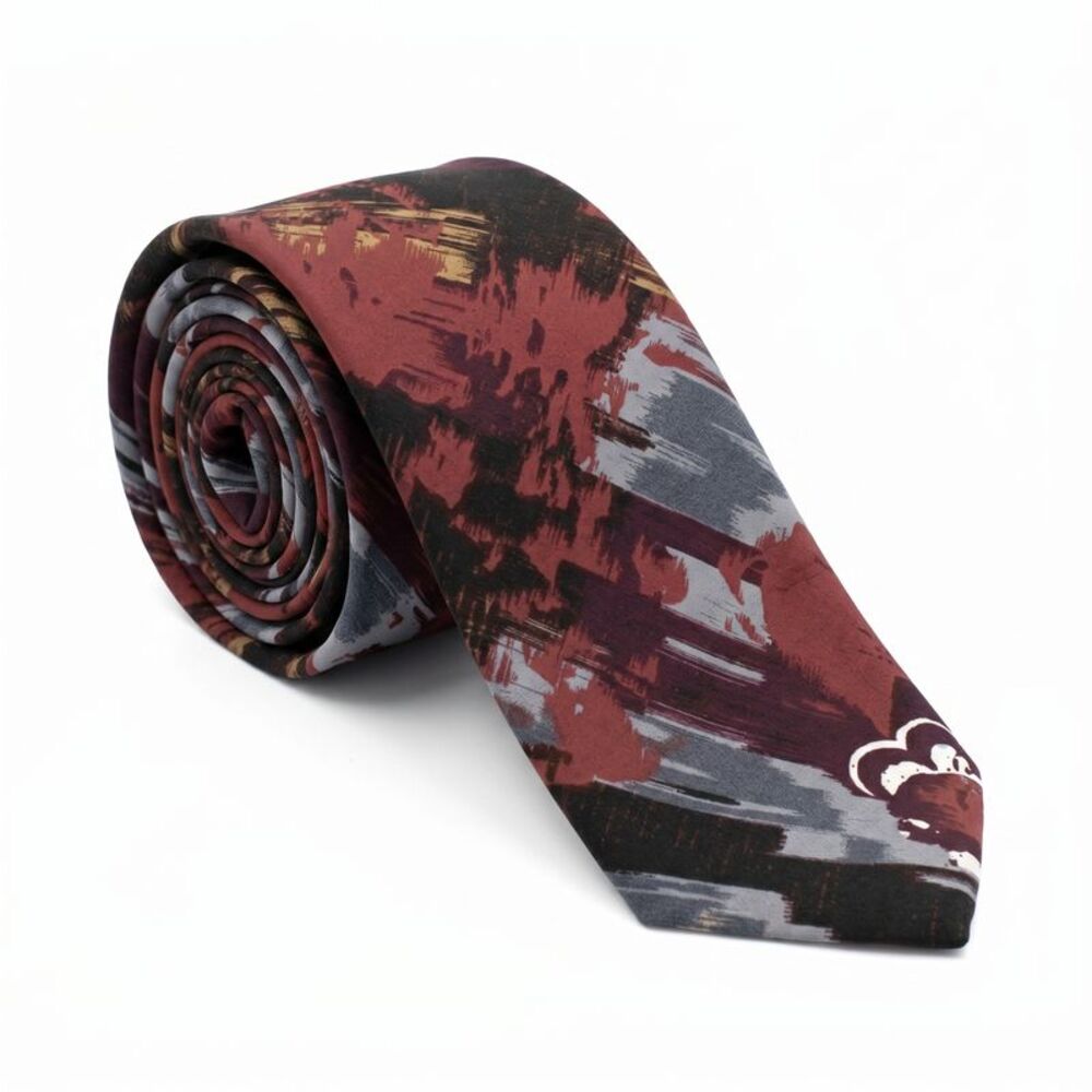 Emporio Armani Burgundy Abstract Silk Tie